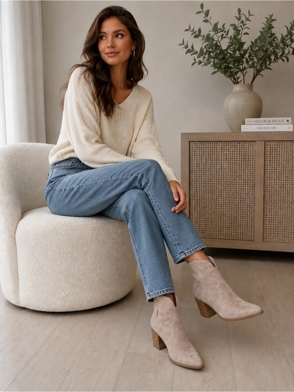 Steve Madden Women’s Beige Suede Pointed-Toe Ankle Boots